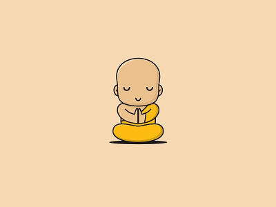 Sacred Monk buddha cute little logo mascot monk sacred shaolin