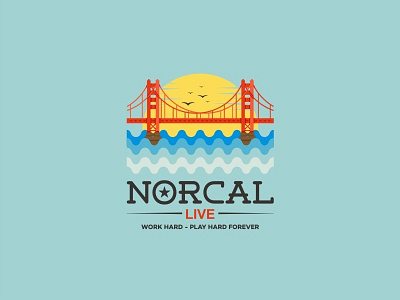 NORRCAL LIVE 2 bridge california goldgate illustration logo norcal wave