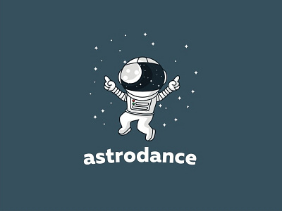 Astrodance astronaut dance illustration logo moon space star