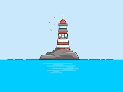 Lighthouse beach blue lighthouse logo ocean shep stone