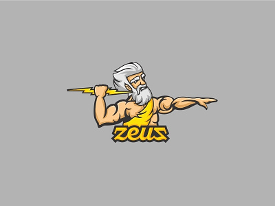 Zeus beard gym hipster lightning logo muscle throw yellow zeus