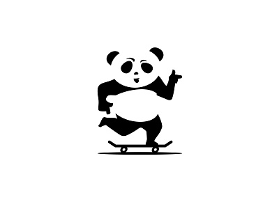 Panda Skate animal cute fat illustration logo negativespace panda skate