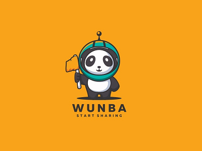 Wunba astronaut cute flag illustration logo mascot panda