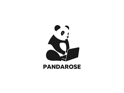 Pandarose animal cute fat illustration laptop logo negativespace panda