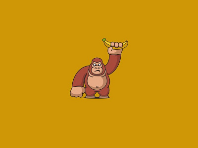 Gorilla animal banana gorilla illustration logo