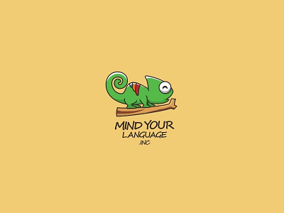 Mind Your Language branch bunglon chameleon colour cute illustration logo