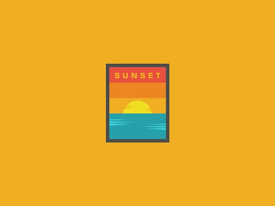 Sunset beach illustration logo sunrise sunset