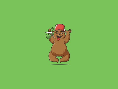 High Bear bear bong illustration logo marijuana weed