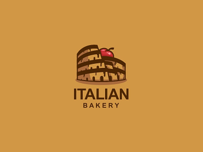 Italian Bakery bakery cake chery colosseum illustration italian italy logo monument rome unused