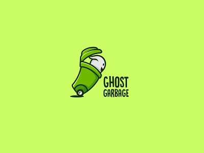 Ghost Garbage bin casper garbage ghost illustration logo wheel