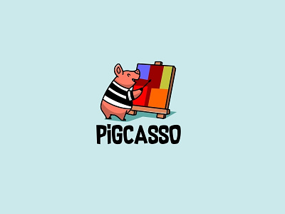 Pigcasso art forsale illuatration logo painting picasso pig unused