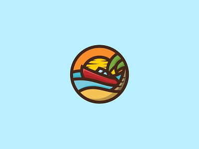 Boat Beach beach boat illustration logo sunset unused wave