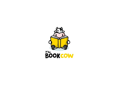 The Book Cow book cartoon character child cow fun illustration logo playful reading unused