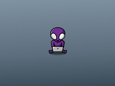 Alien Computer 2 alien animal computer cute logo illustration tech