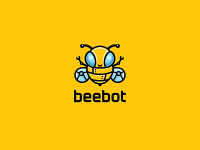 Beebot second concept bee cute illustration logo robot unused yellow