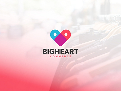 Bigheart Commerce commerce digital forsale heart illustration logo mascot onlineshop shop shopping unused