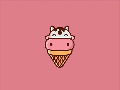 Ice Cream Cow animal character cow cute ice cream icon illustration logo mascot monster
