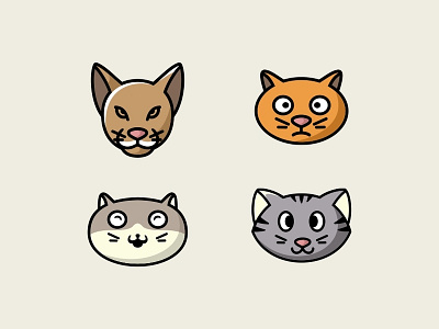 Cat head collection 1 anima cat character cute head illustration logo mascot monster