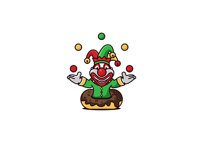 Doughnut Clown character circus clown doughnut forsale illustration logo mascot unused vector