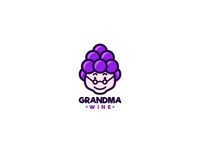 Grandma Wine character cute forsale grandma grape icon illustration logo mascot old unused vector wine