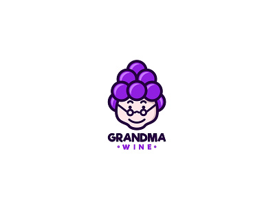 Grandma Wine character cute forsale grandma grape icon illustration logo mascot old unused vector wine