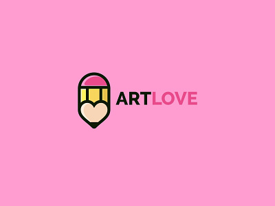 ArtLove art character cute heart icon illustration logo negative space pencil unused