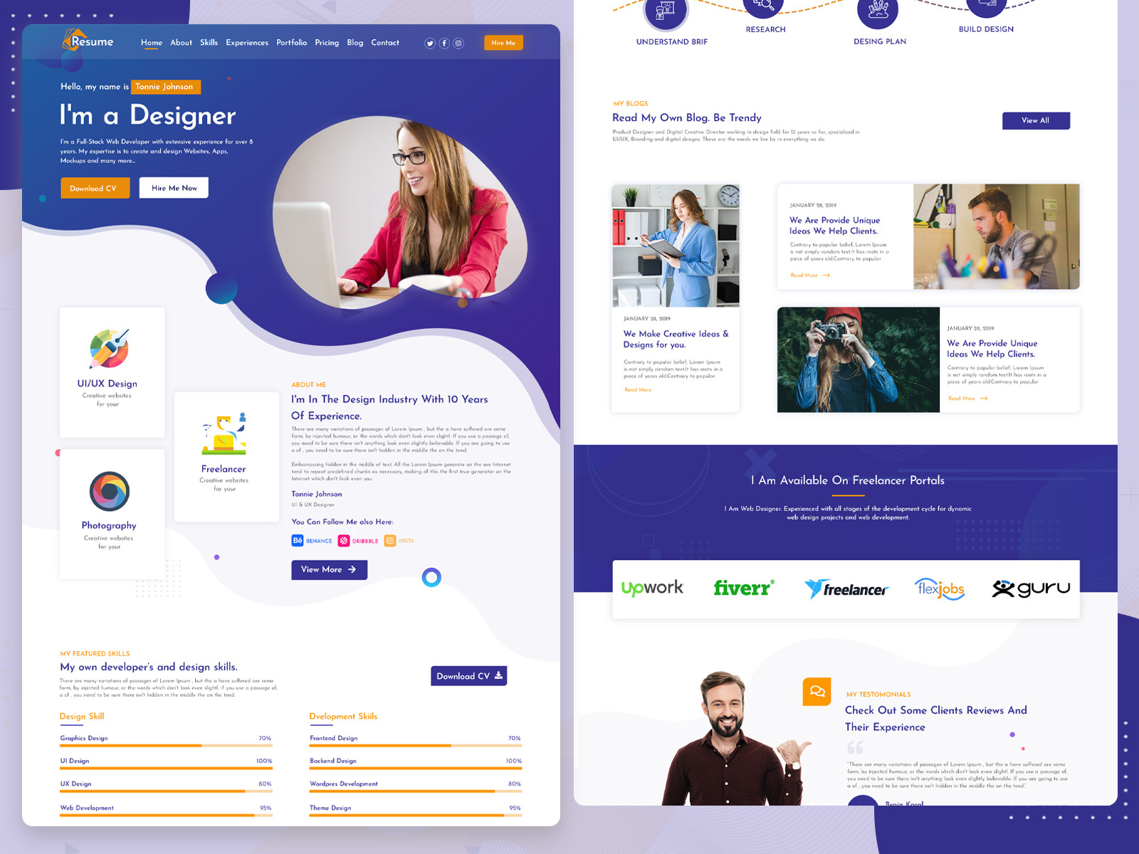 Creative Portfolio & Resume UI by Jawwad Khan on Dribbble