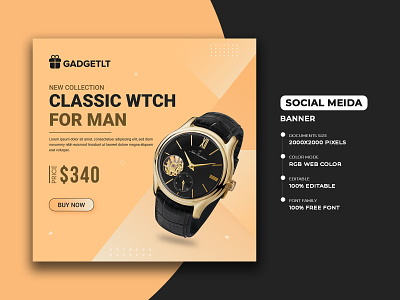 Classic watch promotional banner designs
