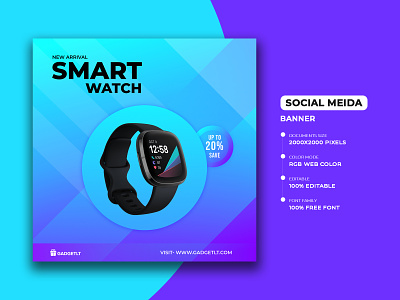 Smart watch Social media banner design