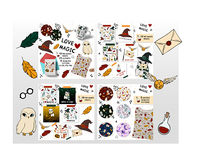 Love magic ai graphic design illustration magic owl pattern school of magic seamless vector