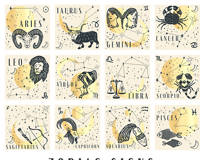 Zodiac signs ai design graphic design illustration signs vector zodiac zodiac signs