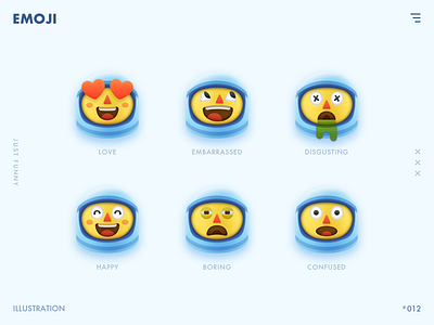 Emoji blue design emoji icon illustration layout yellow