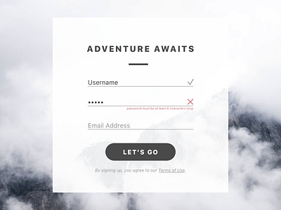 #001 Sign Up adventure dailyui signup