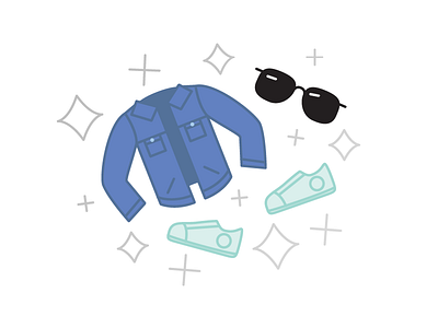 New Gear clothes illustration shoes sunglasses