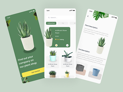 Plant Shop App UI/UX Design appdesign application branding color design dribbble figma freelance minimal mobile design ui uiux user experience user interface