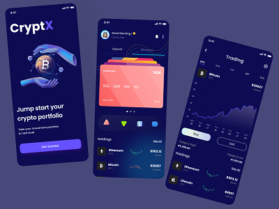 Crypto Wallet - Mobile App app bitcoin blockchain crypto design dribbble ethereum figma litecoin mobie ui wallet