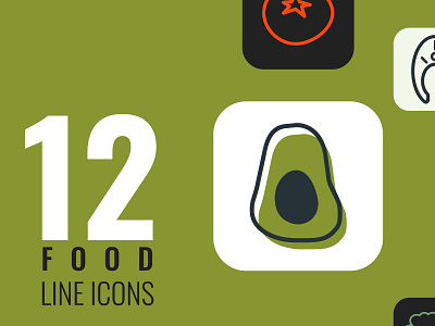 Set of icons in outline style.
App for Healthy Food Center.