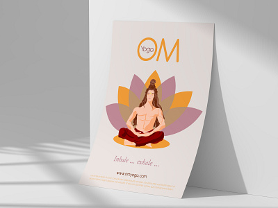 Poster For Yoga Studio "OM Yoga" design graphic design healthy illustration lotus lotus pose meditate meditation shiva yoga yoga center yoga studio