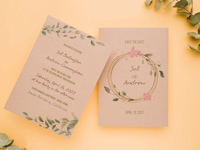Wedding invitation in watercolor style