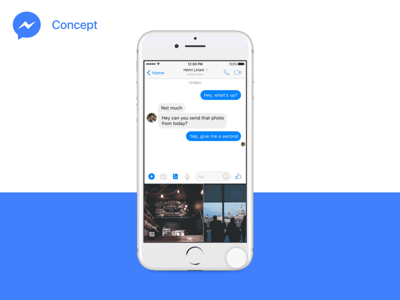 Drag to send images - Messenger animated concept facebook messenger mobile ui ux
