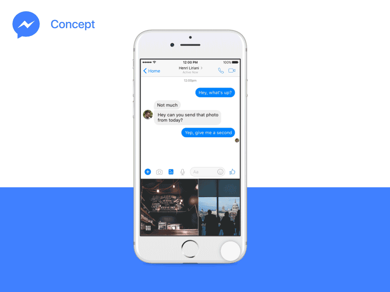 Drag to send images - Messenger by Harrison Milne on Dribbble