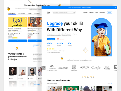 Belajar - Course Landingpage button card course online course overlap overlay profile ui ui app ui desiggn ui mobile ui website uiux ux website