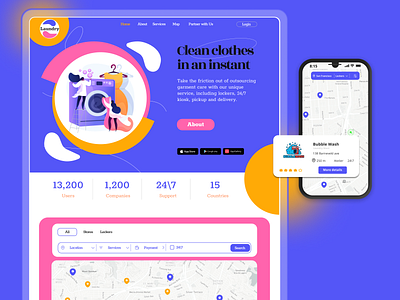 Laundry landing design ui ux