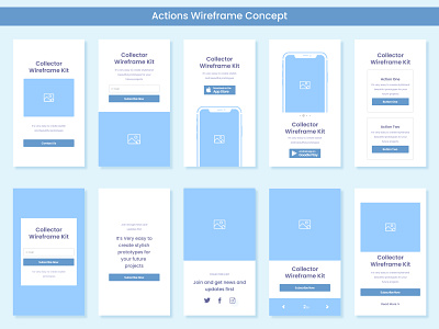 Android And ios Actions Wireframe Concept