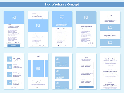 Android and ios Blog Wireframe Concept app branding design icon illustration logo typography ui ux vector