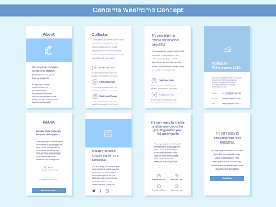 Android and ios Contents Wireframe Concept