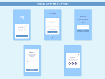 Android and ios Popups Wireframe Concept app branding design graphic design icon illustration logo typography ui ux vector