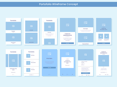 Android and ios Portofolio Wireframe Concept app branding design icon illustration logo typography ui ux vector