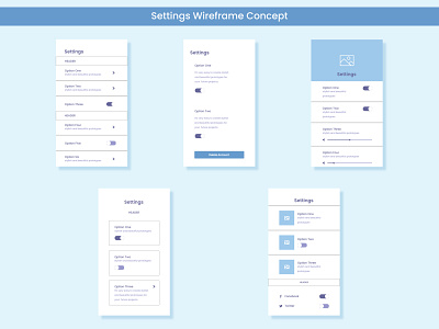 Android and ios Settings Wireframe Concept