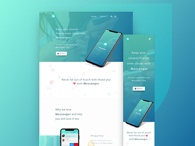 Messenger landing page mobile layout